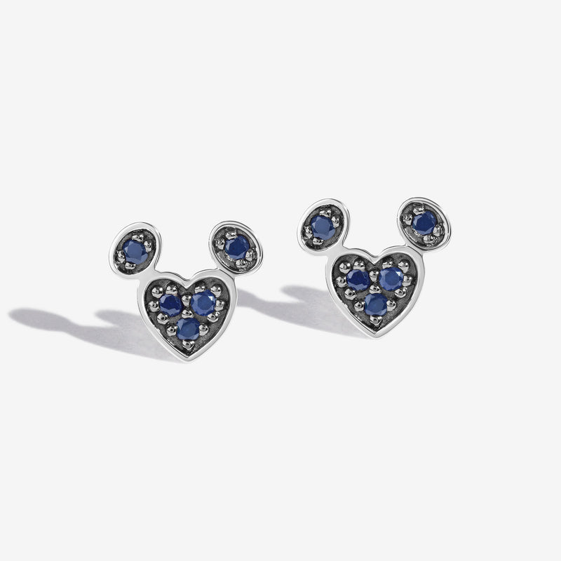 Blueberry Bliss Created Blue Sapphire Mickey Heart Earrings 