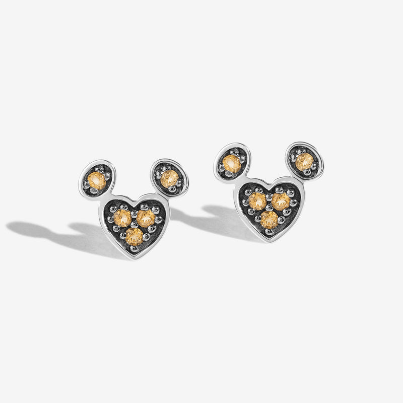 Lemon Sensation Citrine Mickey Heart Earrings 
