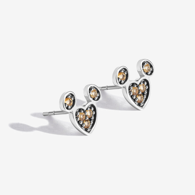 Lemon Sensation Citrine Mickey Heart Earrings 