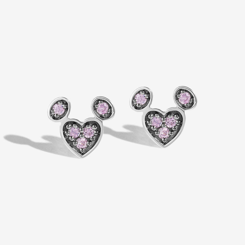 Strawberry Lush Created Pink Sapphire  Mickey Heart Earrings 