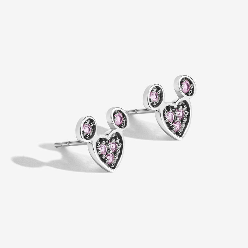 Strawberry Lush Created Pink Sapphire  Mickey Heart Earrings 