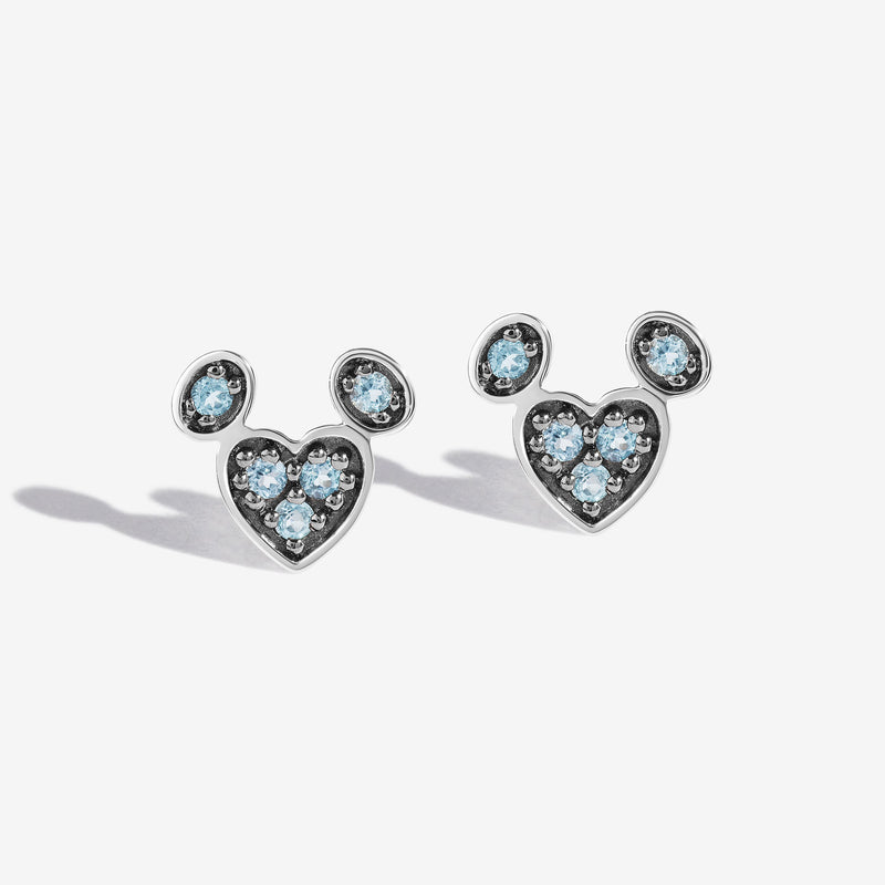 Cotton Candy Melt Swiss Blue Topaz  Mickey Heart Earrings 