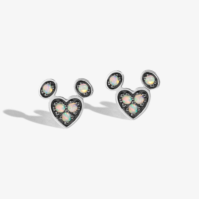 Candied Rainbow Swirl Created Opal Mickey Heart Earrings 
