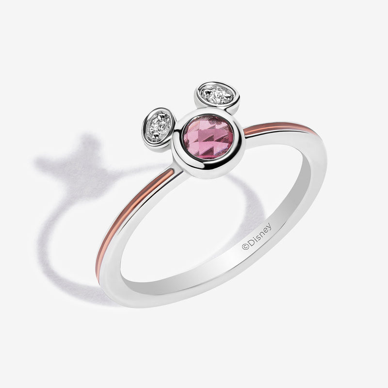 Cherries on Top Garnet and Accent Diamonds Mickey Burgundy Enamel Ring 