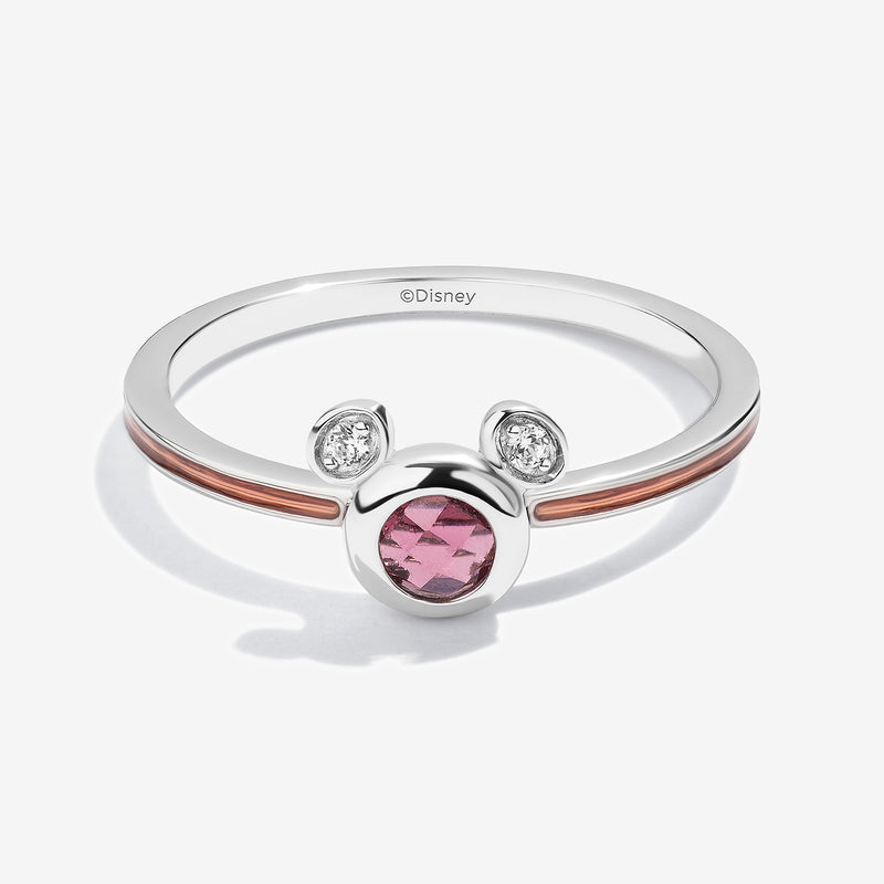 Cherries on Top Garnet and Accent Diamonds Mickey Burgundy Enamel Ring 