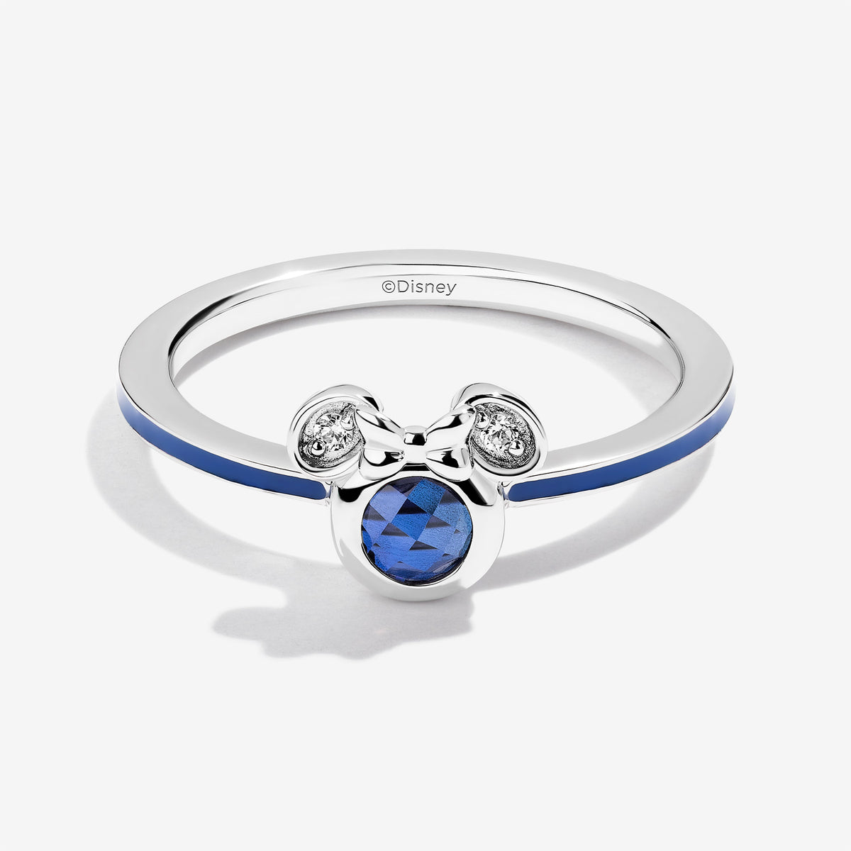 Blueberry Bliss Created Blue Sapphire and Accent Diamonds Minnie Blue Enamel Ring