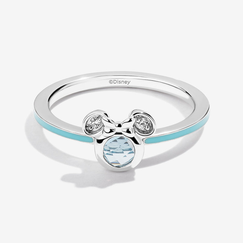 Cotton Candy Melt Swiss Blue Topaz and Accent Diamonds Minnie Light Blue Enamel Ring 