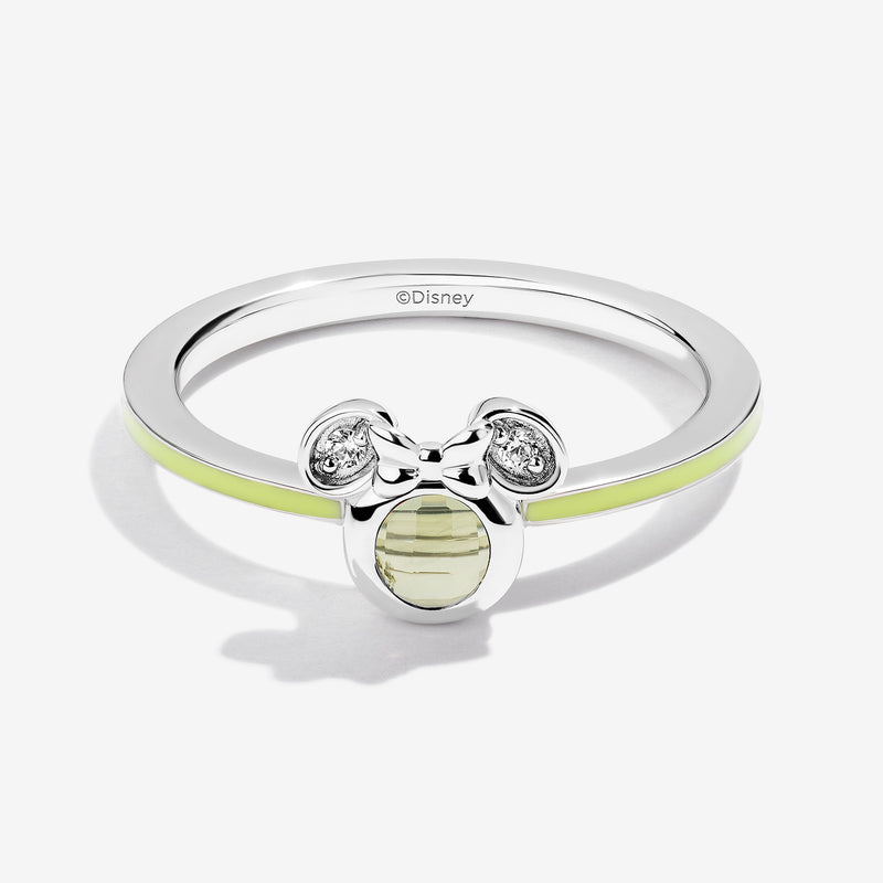 Pistachio Nutso Peridot and Accent Diamonds Minnie Green Enamel Ring 