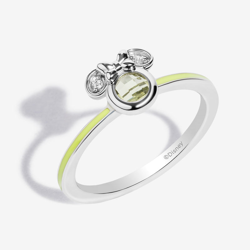 Pistachio Nutso Peridot and Accent Diamonds Minnie Green Enamel Ring 