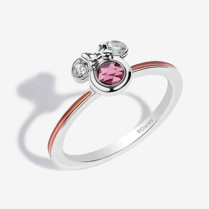 Cherries on Top Garnet and Accent Diamonds Minnie Burgundy Enamel Ring 