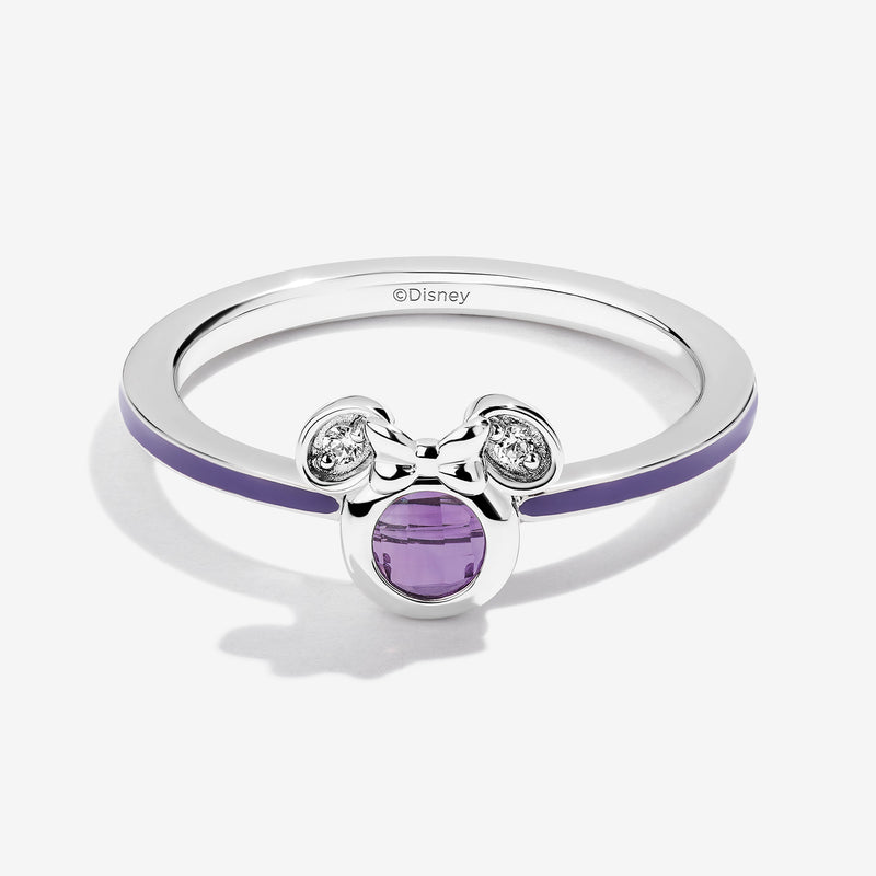 Black Raspberry Frost Amethyst and Accent Diamonds Minnie Violet Enamel Ring 