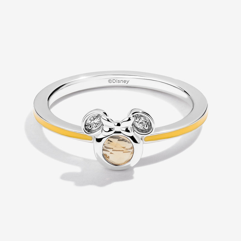 Lemon Sensation Citrine and Accent Diamonds Minnie Yellow Enamel Ring 