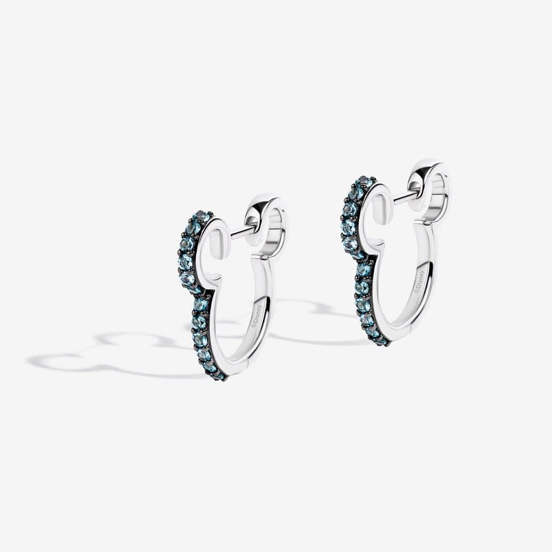 MICKEY MOUSE Cotton Candy Melt  Women's Hoop Earrings with Swiss Blue Topaz in Sterling Silver 