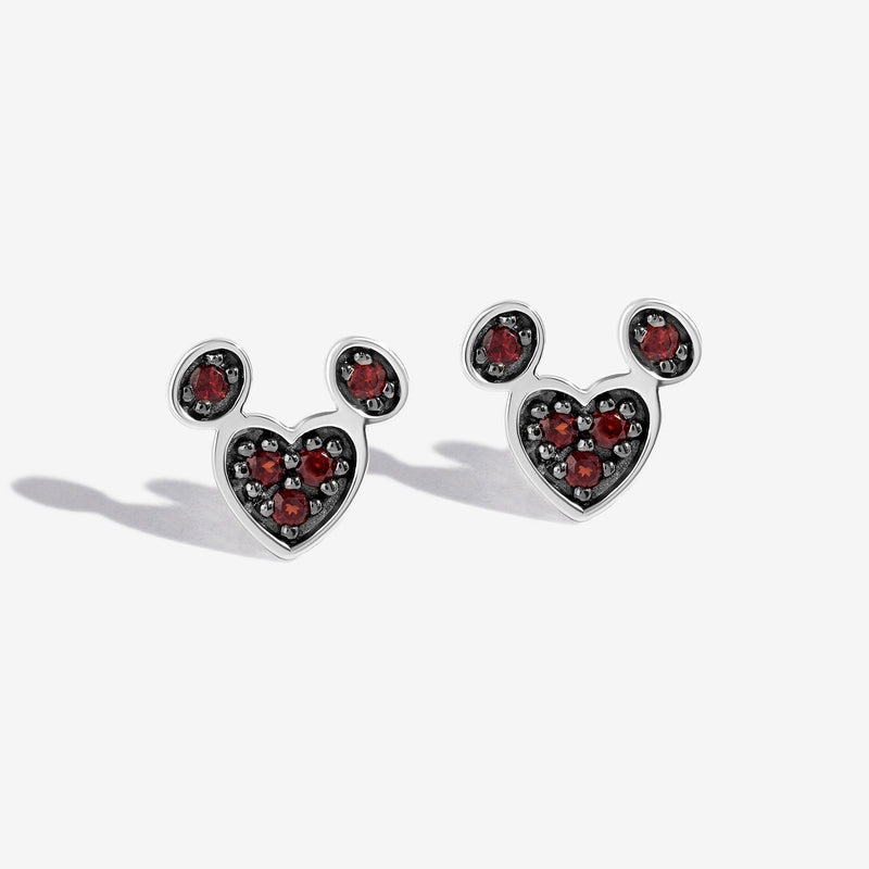 Cherries on Top Garnet Mickey Heart Earrings 