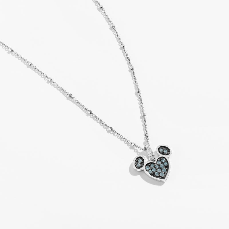 Cotton Candy Melt Swiss Blue Topaz and Accent Diamonds Mickey Heart Necklace 
