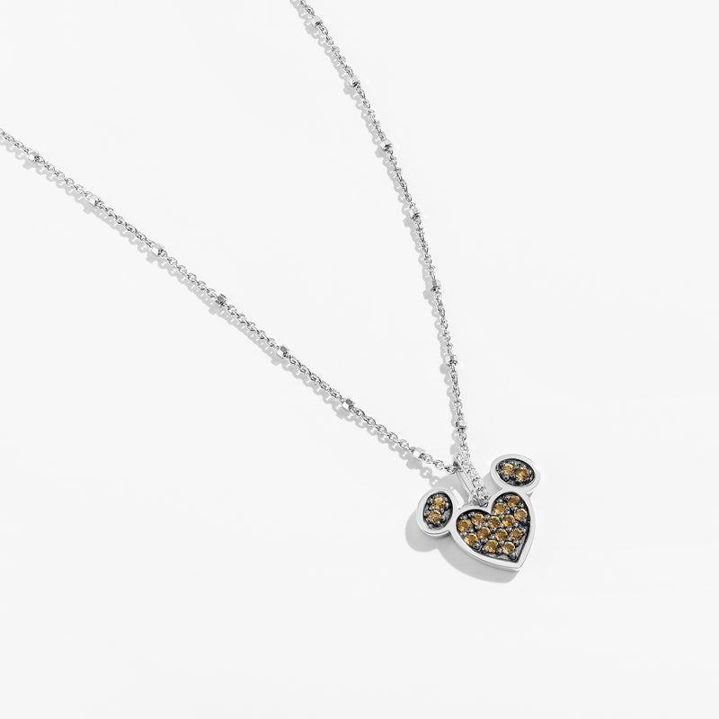 Lemon Sensation Citrine and Accent Diamonds Mickey Heart Necklace 