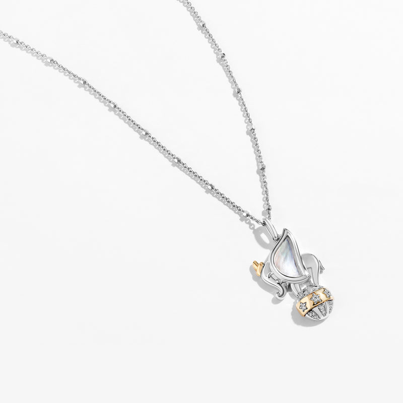 DUMBO Women's Necklace with Mother of Pearl and 1/20 CT.TW. Diamonds  in 14K Yellow Gold and Sterling Silver 