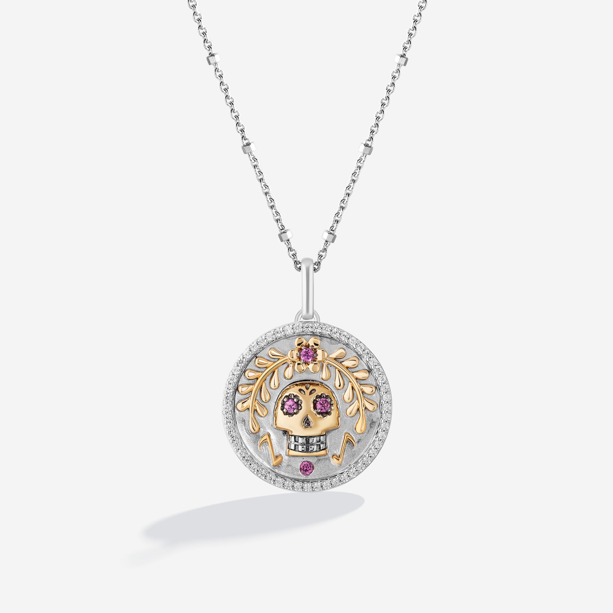 Disney Coco Inspired Diamond Medallion Necklace in Sterling Silver 1/5 ...