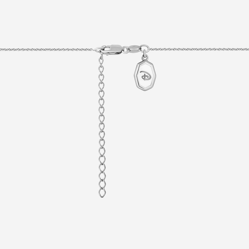 SNOW WHITE AND THE SEVEN DWARFS Happy Dwarf Women's Necklace with Garnet and 1/10 CTTW Diamonds in Sterling Silver 