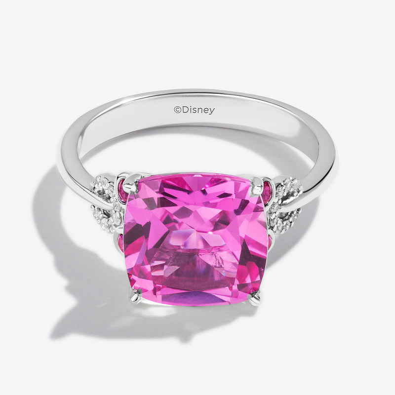 Mickey Mouse Created Pink Sapphire Cocktail Ring with 1/10 CT.TW. Diamonds 