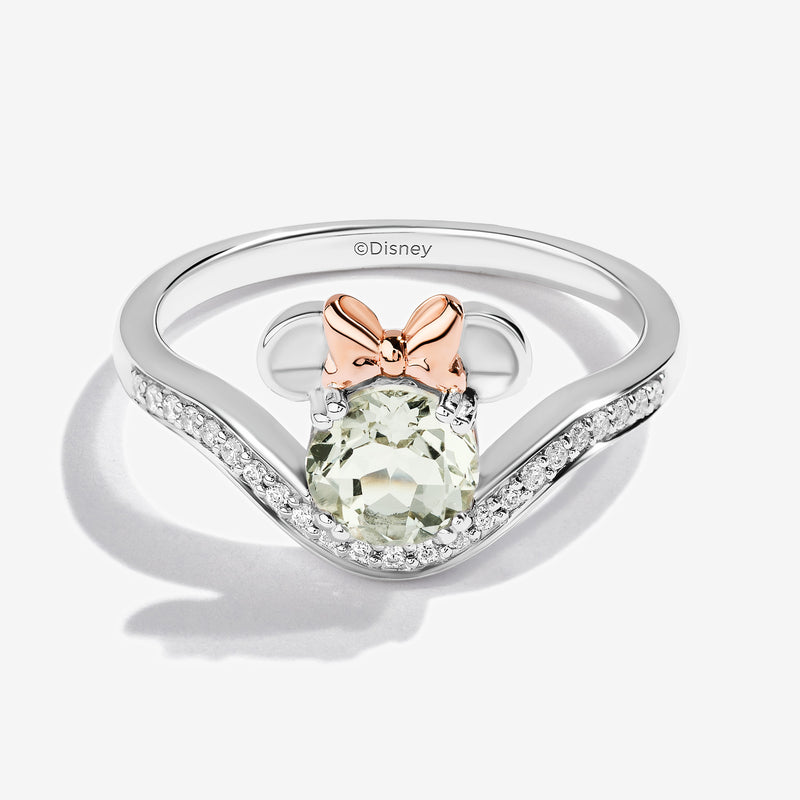 Minnie Mouse Green Amethyst Cocktail Ring with 1/6 CT.TW. Diamonds 