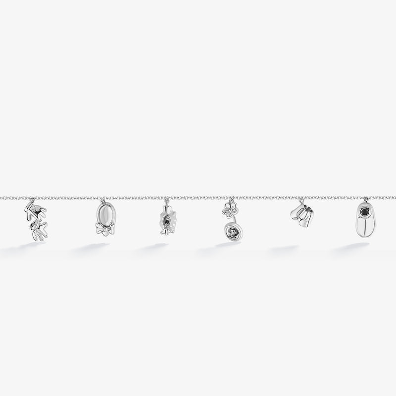 MICKEY and MINNIE MOUSE Women's Charm Bracelet in Sterling Silver 