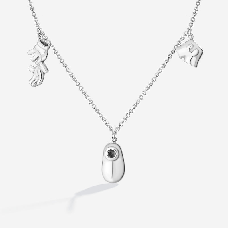 MICKEY MOUSE Women's Charm Necklace in Sterling Silver 