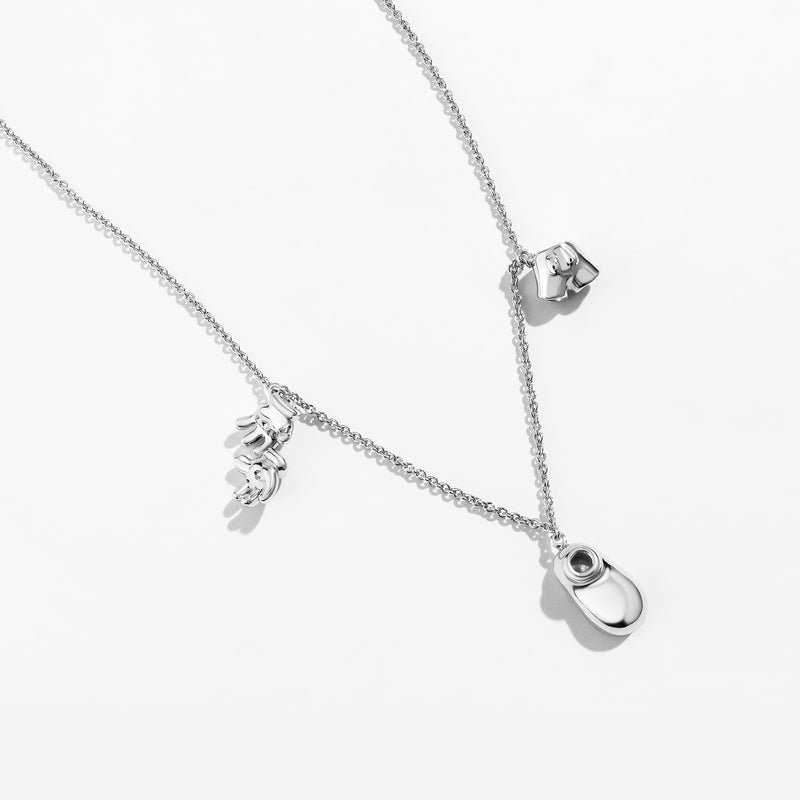 MICKEY MOUSE Women's Charm Necklace in Sterling Silver 