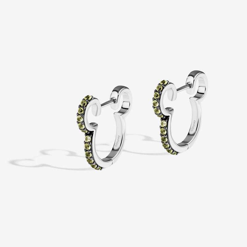 MICKEY MOUSE Pistachio Nutso Women's Hoop Earrings with Peridot in Sterling Silver 