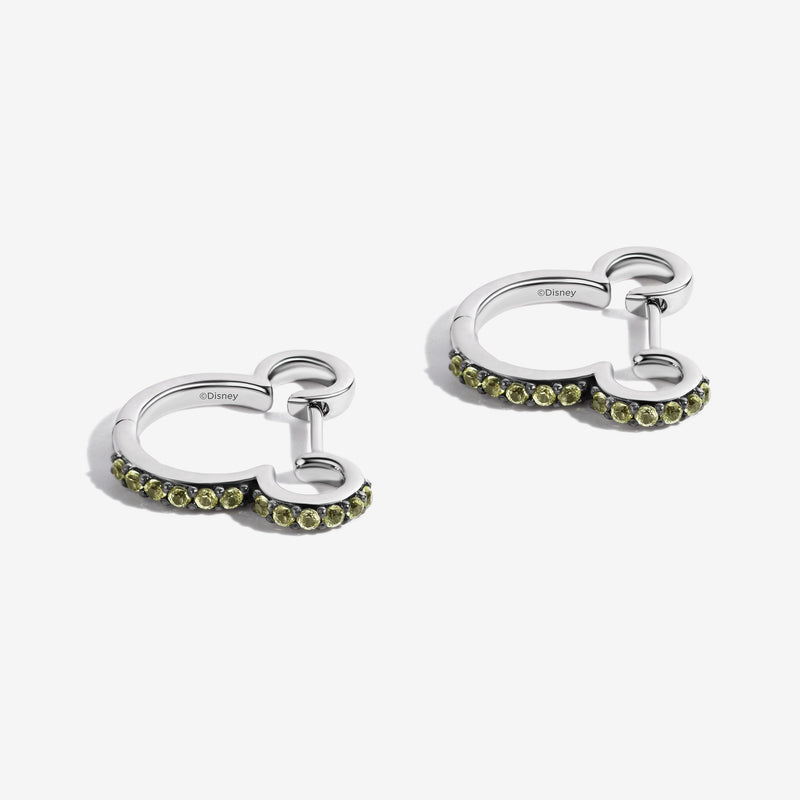 MICKEY MOUSE Pistachio Nutso Women's Hoop Earrings with Peridot in Sterling Silver 