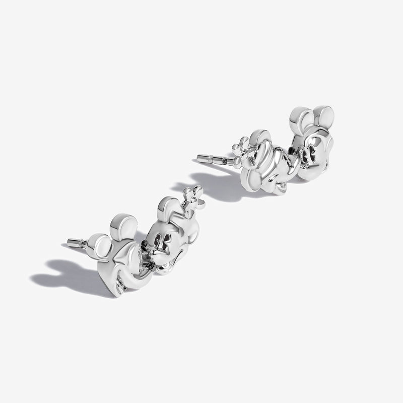 MICKEY AND MINNIE MOUSE Women's Stud Earrings in Sterling Silver 