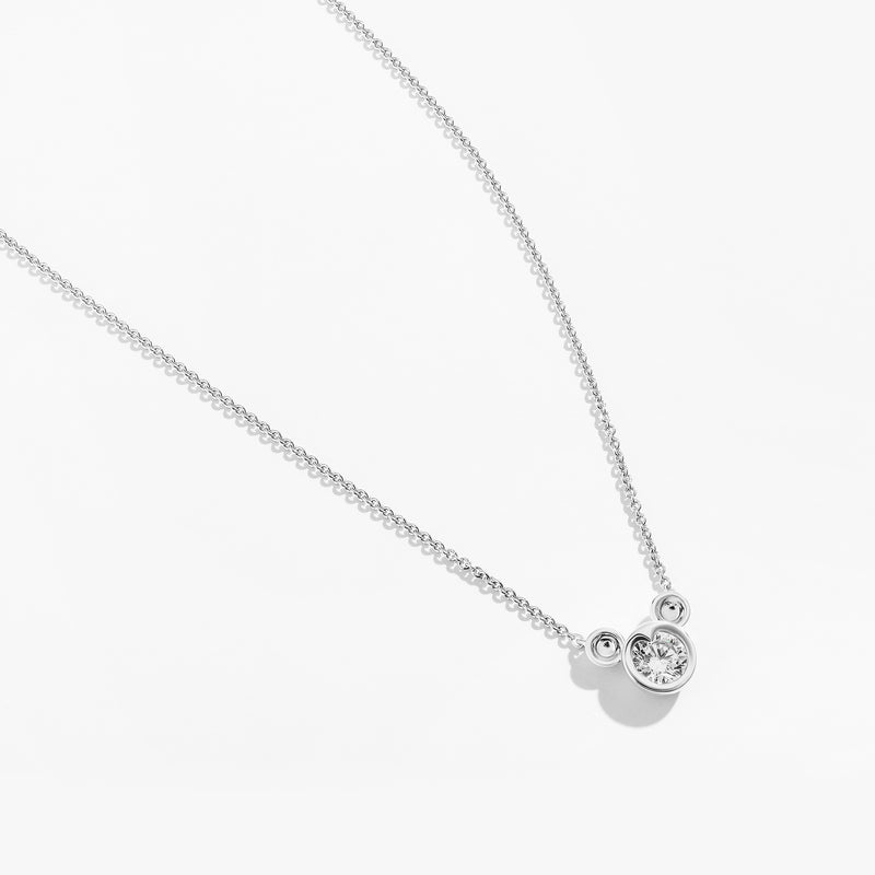 MICKEY MOUSE Silhouette Women's Necklace with White Topaz and 1.00 CTTW Diamonds in Sterling Silver 