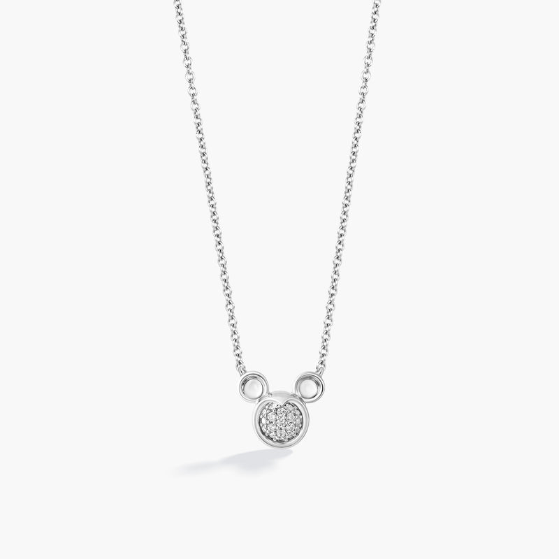 MICKEY MOUSE Silhouette Women's Necklace with 1/6 CTTW Diamond in Sterling Silver 