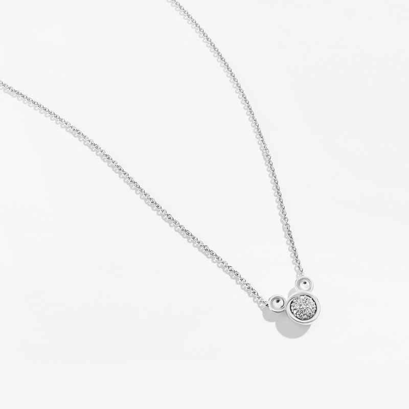 MICKEY MOUSE Silhouette Women's Necklace with 1/6 CTTW Diamond in Sterling Silver 