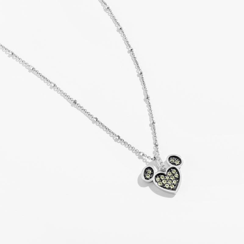 Pistachio Nutso Peridot and Accent Diamonds Mickey Heart Necklace 