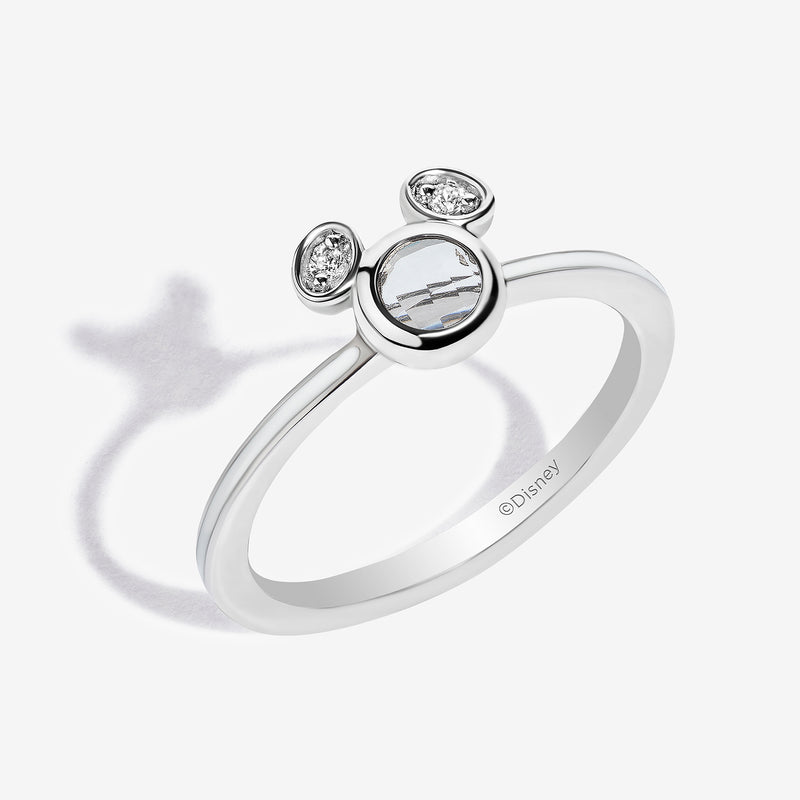 Vanilla Ice White Topaz and Accent Diamonds Mickey White Enamel Ring 