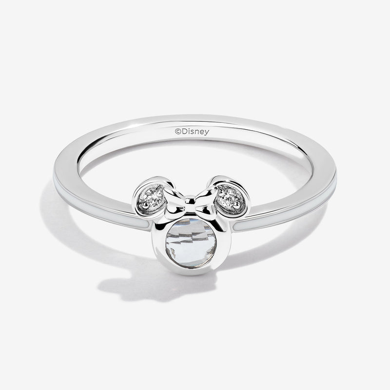 Vanilla Ice White Topaz and Accent Diamonds Minnie White Enamel Ring 