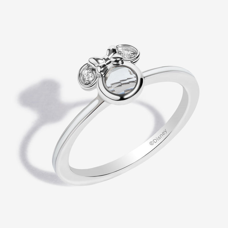 Vanilla Ice White Topaz and Accent Diamonds Minnie White Enamel Ring 