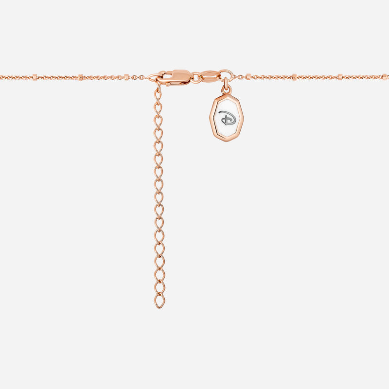 WINNIE THE POOH Engravable Women's Necklace with 1/20 CTTW Diamonds in 14K Rose Gold and Sterling Silver 