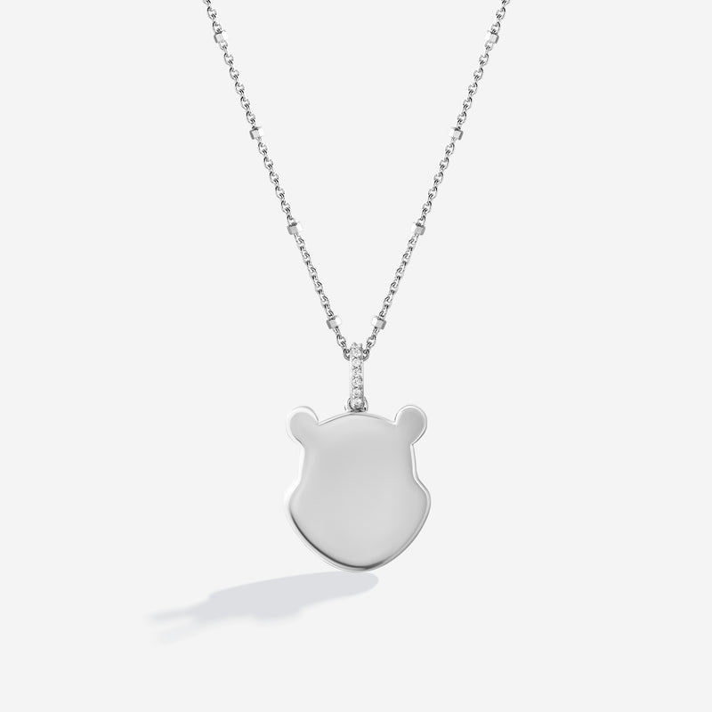 WINNIE THE POOH Engravable Women's Necklace with 1/20 CTTW Diamonds in Sterling Silver 