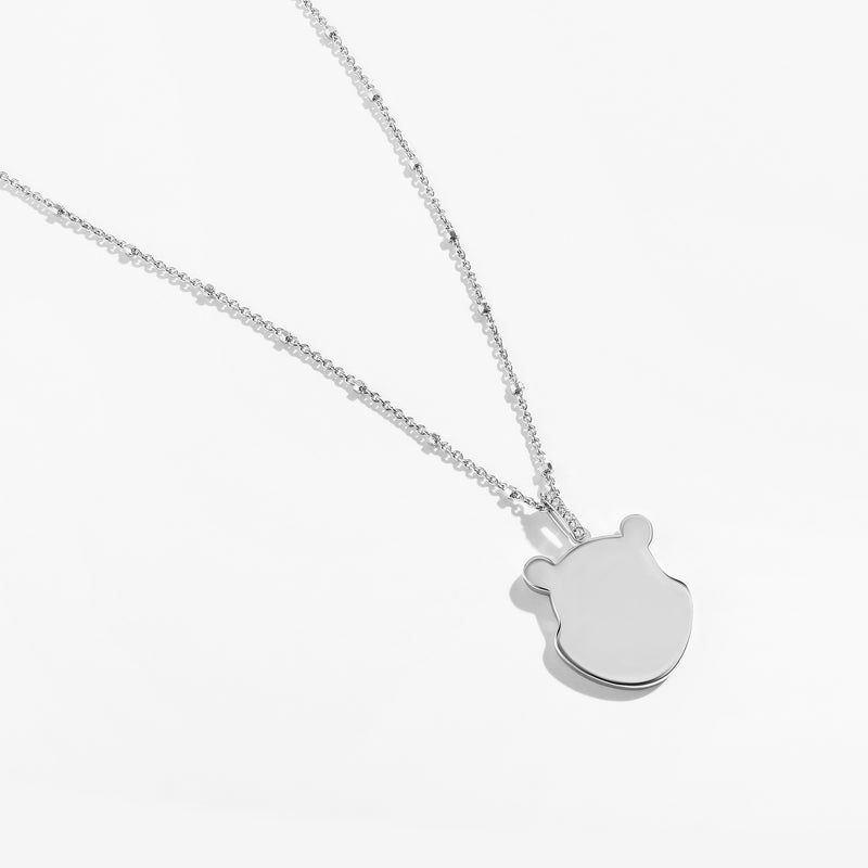 WINNIE THE POOH Engravable Women's Necklace with 1/20 CTTW Diamonds in Sterling Silver 