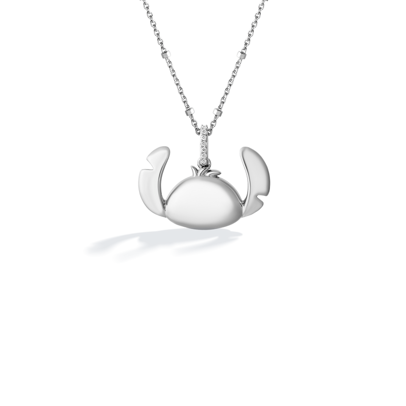 Lilo And Stitch Engravable Women's Necklace with 1/20 CTTW Diamonds in Sterling Silver 