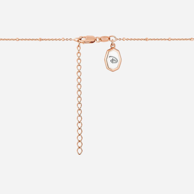 WINNIE THE POOH Eeyore Engravable Women's Necklace with 1/20 CTTW Diamonds in 14K Rose Gold and Sterling Silver 