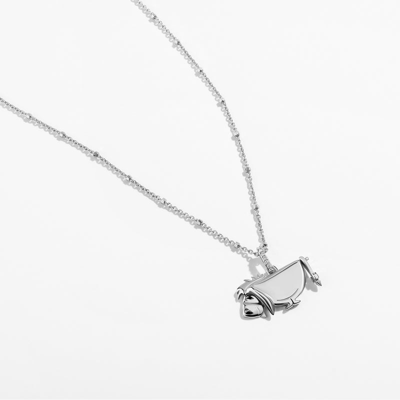 WINNIE THE POOH Eeyore Engravable Women's Necklace with 1/20 CTTW Diamonds in Sterling Silver 