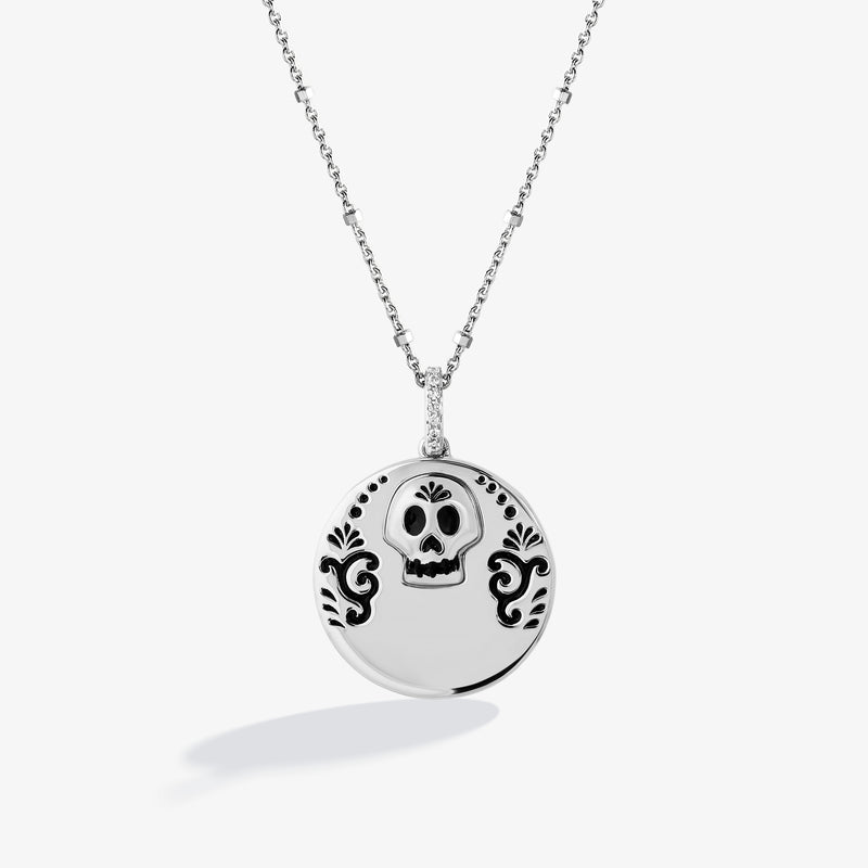 COCO Engravable Medallion Women's Necklace with 1/20 CTTW in Sterling Silver 