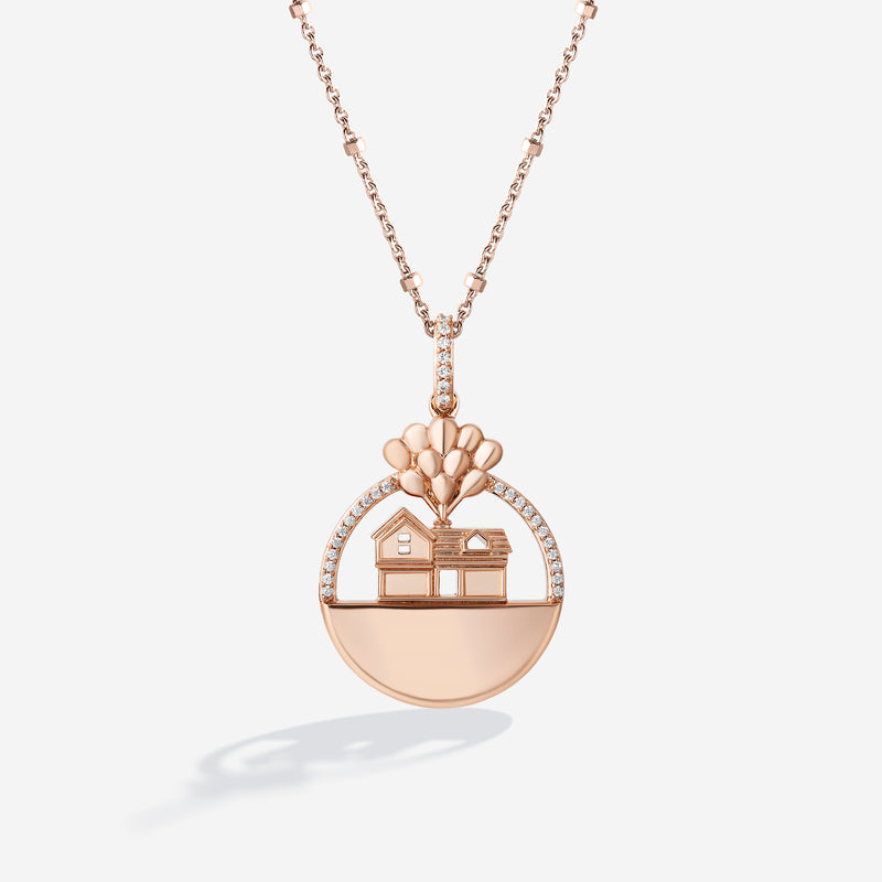 UP Engravable Women's Necklace with 1/20 CTTW Diamonds and in 14K Rose Gold and Sterling Silver 