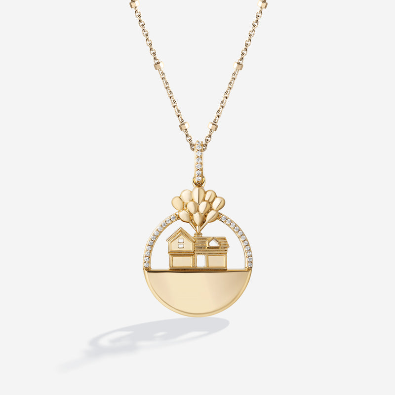 UP Engravable Women's Necklace with 1/20 CTTW Diamonds and in 14K Yellow Gold and Sterling Silver 