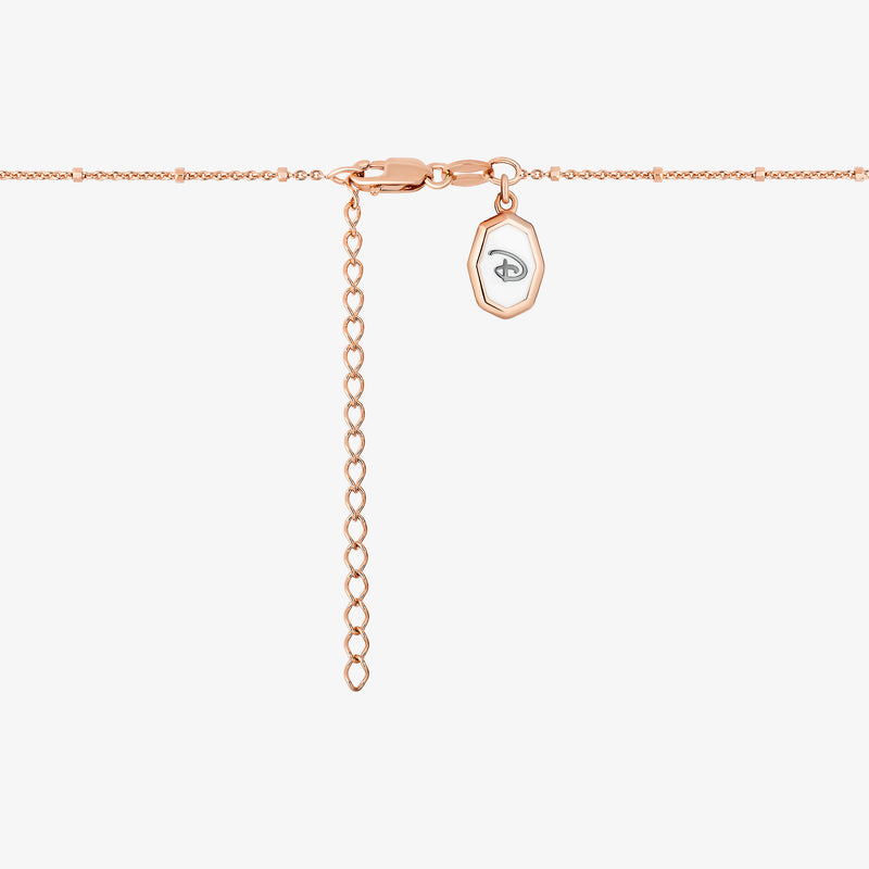 MICKEY MOUSE Engravable Women's Necklace with 1/20 CTTW Diamonds in 14K Rose Gold and Sterling Silver 