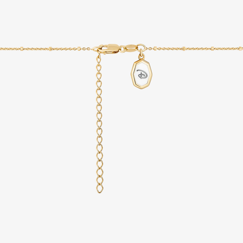 MICKEY MOUSE Engravable Women's Necklace with 1/20 CTTW Diamonds in 14K Yellow Gold and Sterling Silver 