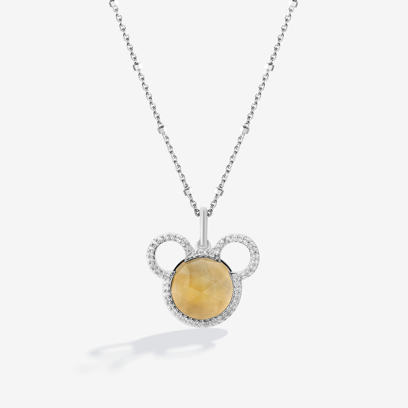 MICKEY MOUSE Lemon Sensation Women's Pendant with Citrine and 1/6 CTTW Diamonds in Sterling Silver 